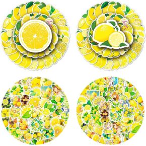 100 Pieces Lemon Stickers for Kids Teenagers Adults Water Bottle Lemon Aesthetic Stickers Laptop Scrapbook Cell Phone Guitar Helmet Waterproof Vinyl Stickers