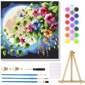 HEIBAGO Cactus Paint by Numbers Kit for Adults with Framed Canvas Wooden Easel, Flowers Paint by Numbers for Adults Beginner, Cactus DIY Acrylic Oil Painting Kits Arts Crafts for Wall Decor 12x16inch