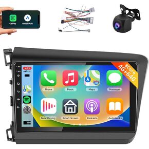 8Core 4+64G Car Stereo for Honda Civic 2012-2015 Wireless Carplay Android Auto,9 inch 1280 * 720P IPS Touch Screen Radio, Android/GPS/WiFi/32band DSP Audio/Bluetooth/SWC/Backup Camera in Saudi Arabia