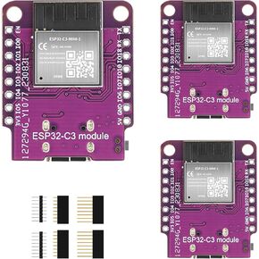 3pcs ESP32 C3 Mini Development Board for Arduino IDE, 4MB Flash ESP32-C3-MINI-1 Module Support 2.4GHz Wi-Fi & Bluetooth 5, 32-bit RISC-V ESP32-C3FN4 Single-Core Processor for IoT Smart Home
