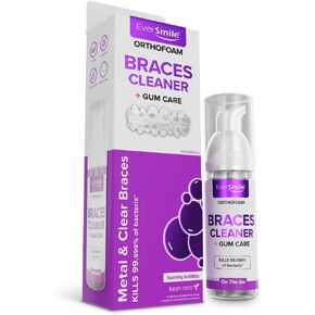 OrthoFoam Braces Cleaner - Cleans Under Metal, Ceramic or Clear Brackets & Wires. Can Brush or Rinse with & Use in Trays. Foaming Bubbles Whiten Teeth & Fight Plaque (1 Pack - 25 ml)