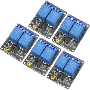 WMYCONGCONG 5 PCS 2 Channel 12V Relay Module with Optocoupler Low Level Trigger Expansion Board Compatible with Raspberry Pi Arduino
