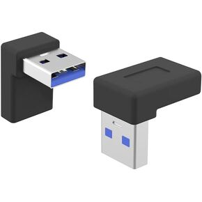 Right Angle USB A Male to USB C Female Adapter,90 Degree USB3.0 to Type C Cable Connector Support unidirectional Sides 5Gbps & Data Transfer, for Laptops,Phone, 2-Pack