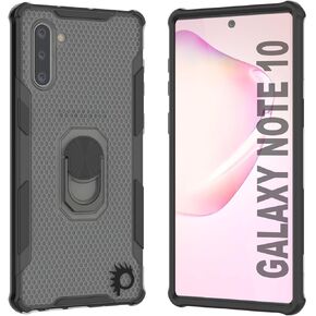 Punkcase Galaxy Note 10 Case [Magnetix 2.0 Series] Clear Protective TPU Cover W/Kickstand, Ring Grip Holder & Metal Plate for Magnetic Car Phone Mount for Samsung Galaxy Note10 (6.3") [Black]
