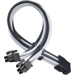 SilverStone Technology PP07E-EPS8BW, 30cm EPS 8pin to EPS/ATX 4+4pin Flexible Sleeved Extention Cable, Black + White, SST-PP07E-EPS8BW