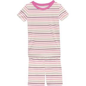 KicKee Pants Happy Birthday Pajama Set, Short Sleeve, Long Pants, Snug Fit Pajamas (Lotus Birthday - 2T)