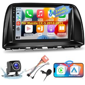 [2+64G] for Mazda CX-5 2012-2015 Car Radio with Wireless Carplay and Android Auto - 9 Inch Touch Screen Android Car Stereo - DSP/Multiple UI/WiFi/GPS Navi/SWC + AHD Backup Camera