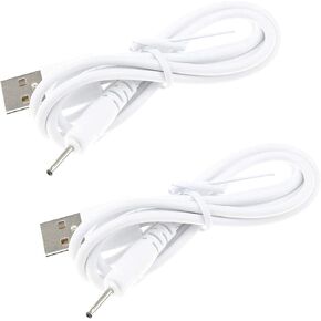 USB to DC 2.0mm Cable, Earbuds USB DC Charger Adapter,USB 2.0 Type A Male to DC 2.0mm x 0.6mm 5 Volt DC Barrel Jack Power Adapter Connector Charging Cable (White-2 Pack)
