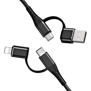 4 in 1 USB C Cable Combo 3.3ft – Flexible and Ultra-Fast Charging Cord PD 60W with USB A/Type C/Compatible with iPhone 16 Pro/Max/Plus/15/14/13/12/11/X, iPad Pro, MacBook, Samsung Galaxy, and More