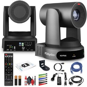 PTZOptics Move 4K SDI/HDMI/USB/IP PTZ Camera with 30x Optical Zoom (Gray) (PT30X-4K-GY-G3) + Universal Wall Mount (Black) + Lens Cleaning Kit + HDMI Cable + Ethernet Cable + Color Wire Ties