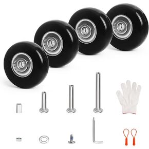Luggage Wheels Replacement Kit 4PC PU Wheels with Bearing 3 Size Axles for Most Suitcase Trolley Bag Travel Box 1.8in/45mm
