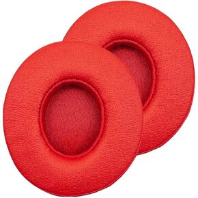 Ear Pads for Beats Headphones, Replacement Memory Foam Leather-Covered Ear Cushions Compatible for Solo 2 & 3 Wireless On-Ear Headphones (Red)