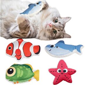 4 Pack Catnip Toys, Crinkle Cat Stuffed Toys for Indoor Cats, Soft and Cute Interactive Cat Kicker Toys, Cat Chew Toy, Kitten Toys with Bells, Cat Toys for All Breeds