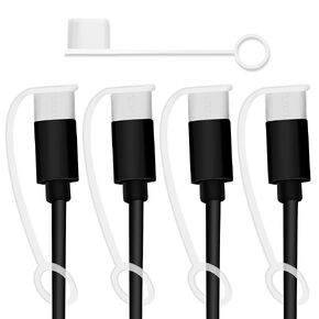 PortPlugs USB-C Cover, (5-Pack) Dust Protection Caps for USB Type Charging Tips with Integrated Cable Tether, Clear