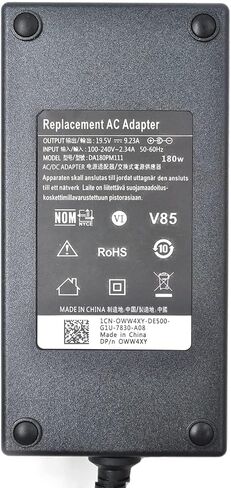 محول شاحن كمبيوتر محمول 180 واط بديل لـ HP OMEN 15 17 917677-003، 917677-001، 917649-850، 776620-001، 740243-001 - معتمد من UL، أسود، DA180PM111 in Kuwait