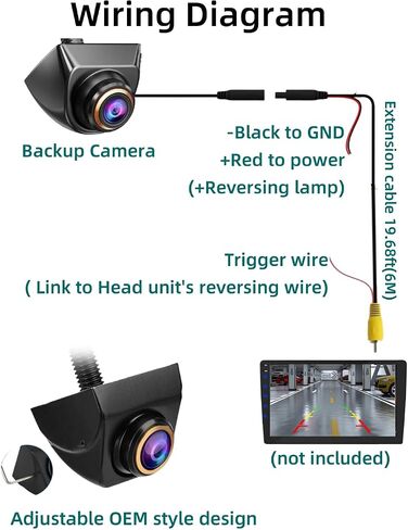 360° Rotation HD Backup Camera Front/Rear View Camera with Great Night Vision IP69K Waterproof Reverse Camera 1080P Vehicle Backup Camera for Truck in Saudi Arabia