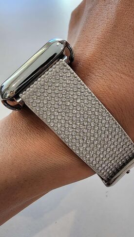 DSAAplus بلينغ باند جلدي لساعة ابل 38 ملم 40 ملم 41 ملم 42 ملم 44 ملم 45 ملم 49 ملم، Ultra2 1 استبدال حزام iWatch in Kuwait