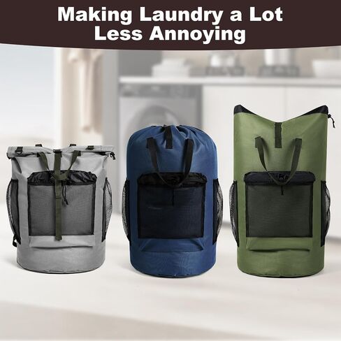 Laundry Backpack Bag,with 3 Pockets,for Dorm, Apartment and Laundromat, Laundry Duffle Bag for Travel,Beach,Camping in Saudi Arabia