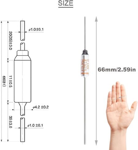 10 pcs SF129E SEFUSE 10A 250V Metal Thermal Cutoffs Thermal Fuse 133 Degree with GT-1 Crimp Terminal Silicone Fiberglass sleeving for Household Electrical appliances in Kuwait