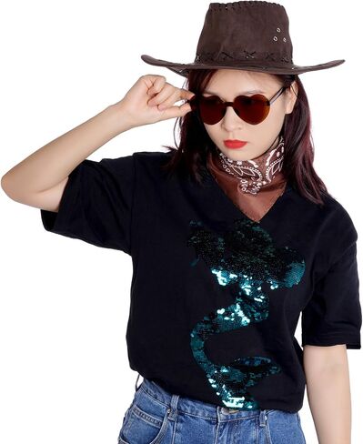 choyaxo Western Cowboy Costume Set Including Cowgirl Hat Heart Shaped Sunglasses and Bandana for Halloween， in Saudi Arabia