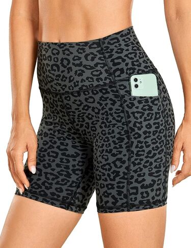CRZ YOGA Women's Naked Feeling Biker Shorts - 4'' High Waisted Yoga Gym Spandex Shorts Side Pockets in Saudi Arabia