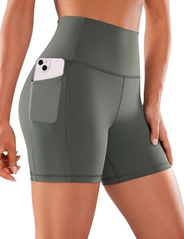 CRZ YOGA Women's Naked Feeling Biker Shorts - 4'' High Waisted Yoga Gym Spandex Shorts Side Pockets in Saudi Arabia