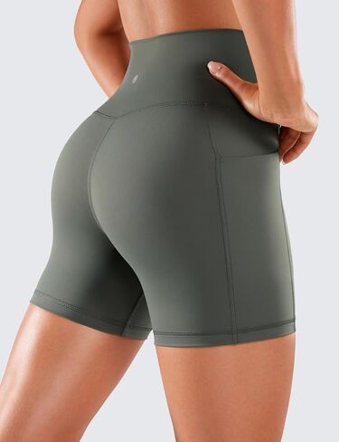CRZ YOGA Women's Naked Feeling Biker Shorts - 4'' High Waisted Yoga Gym Spandex Shorts Side Pockets in Saudi Arabia