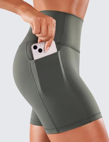CRZ YOGA Women's Naked Feeling Biker Shorts - 4'' High Waisted Yoga Gym Spandex Shorts Side Pockets in Saudi Arabia