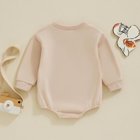 Baby Girl Boy Football Outfit Long Sleeve Game Day Embroidery Crewneck Romper Bodysuit Infant Football Clothes in Saudi Arabia