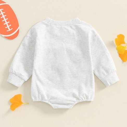 Baby Girl Boy Football Outfit Long Sleeve Game Day Embroidery Crewneck Romper Bodysuit Infant Football Clothes in Kuwait
