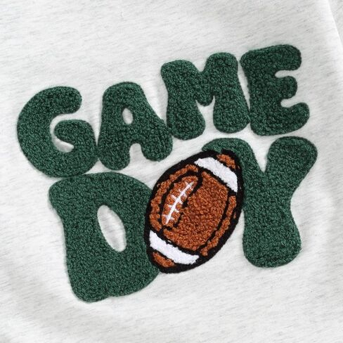 Baby Girl Boy Football Outfit Long Sleeve Game Day Embroidery Crewneck Romper Bodysuit Infant Football Clothes in Kuwait