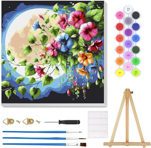 HEIBAGO Cactus Paint by Numbers Kit for Adults with Framed Canvas Wooden Easel, Flowers Paint by Numbers for Adults Beginner, Cactus DIY Acrylic Oil Painting Kits Arts Crafts for Wall Decor 12x16inch in Saudi Arabia