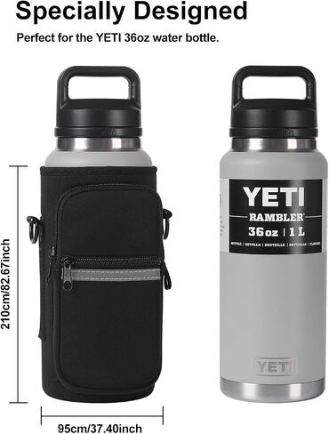 Water Bottle Holder with Strap for YETI 30 oz Tumbler, Water Bottle Carrier Sling Bag with Phone Pocket, Gym Bottle Accessories, Water Bottle Sleeve Bag for Walking Hiking Travel-White in Saudi Arabia