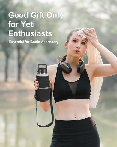 Water Bottle Holder with Strap for YETI 30 oz Tumbler, Water Bottle Carrier Sling Bag with Phone Pocket, Gym Bottle Accessories, Water Bottle Sleeve Bag for Walking Hiking Travel-White in Saudi Arabia