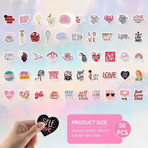 Self Care Stickers, Self Love Gifts Decals for Women, Positive Affirmation Sticker Vinyl Mental Health Stickers Aesthetic Water Bottles Decal for Laptop Scrapbook Luggage Skateboard Decor in Saudi Arabia