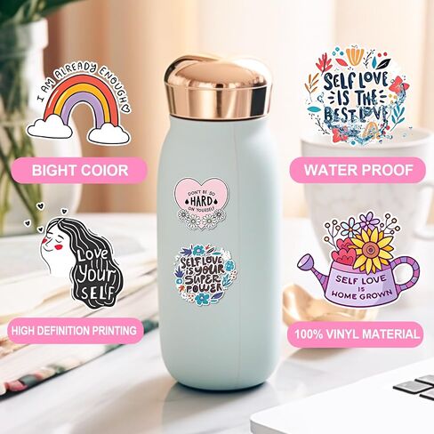 Self Care Stickers, Self Love Gifts Decals for Women, Positive Affirmation Sticker Vinyl Mental Health Stickers Aesthetic Water Bottles Decal for Laptop Scrapbook Luggage Skateboard Decor in Saudi Arabia