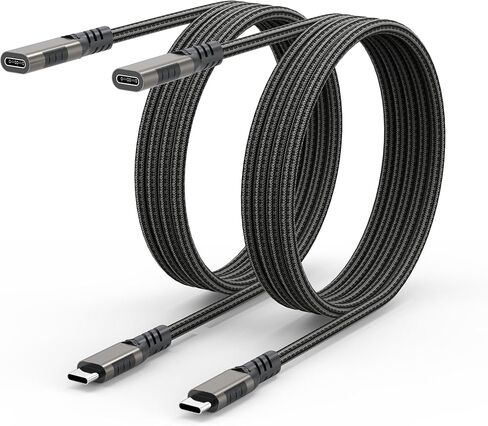USB C Extension Cable 6.6FT 2Pack, 10Gbps USB C Extender USB C 3.2 Type C Male to Female Cord, 100W Fast Charging Data Transfer Compatible for Mac-Book i-Pad Laptop i-Phone 15 Magsage Charger in Saudi Arabia