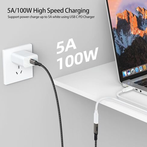 USB C Extension Cable 6.6FT 2Pack, 10Gbps USB C Extender USB C 3.2 Type C Male to Female Cord, 100W Fast Charging Data Transfer Compatible for Mac-Book i-Pad Laptop i-Phone 15 Magsage Charger in Saudi Arabia