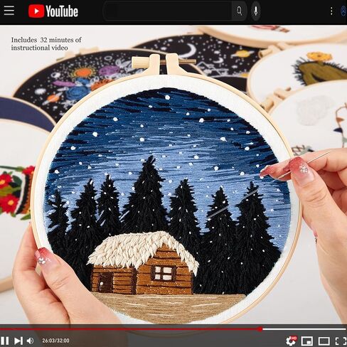 مجموعة أدوات تدريب غرز التطريز للمبتدئين، مجموعة أدوات تطريز سهلة للبالغين المبتدئين، مجموعة تدريب مهارات التطريز لتعلم 37 غرزة مختلفة، 3 حلقات تطريز، 3 أنماط قماش مطرزة in Kuwait