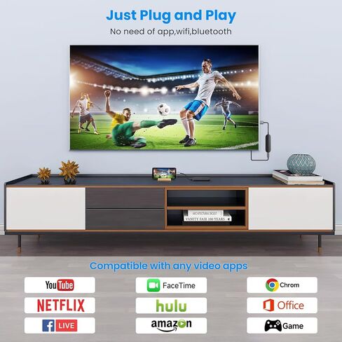 جهاز إرسال واستقبال HDMI لاسلكي، محول دونجل عرض HDMI لاسلكي 1080P HD لبث الفيديو/الصوت من الكمبيوتر المحمول/الكمبيوتر الشخصي إلى HDTV/جهاز العرض، لا حاجة إلى إعداد أو تطبيق in Saudi Arabia