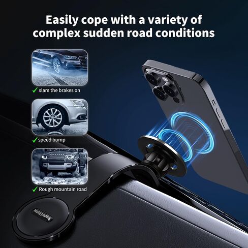 Magnetic Phone Holder for car, Magnetic car Mount, for MagSafe Car Mount, Compatible with iPhone for Dashboard & Windshield, Powerful Magnets & Suction Car Phone Holder, Mag Safe Accessories in Saudi Arabia