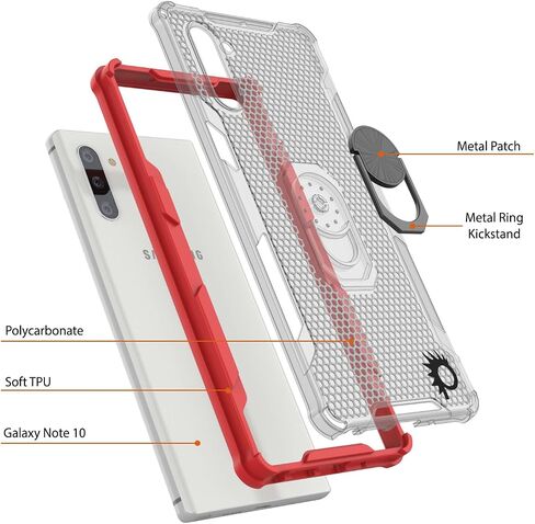 Punkcase Galaxy Note 10 Case [Magnetix 2.0 Series] Clear Protective TPU Cover W/Kickstand, Ring Grip Holder & Metal Plate for Magnetic Car Phone Mount for Samsung Galaxy Note10 (6.3") [Black] in Saudi Arabia