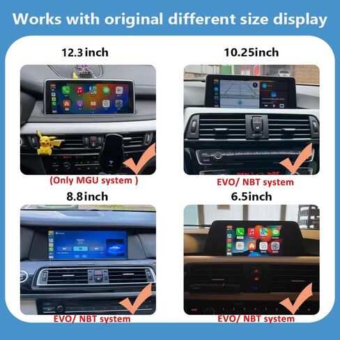 محول Carplay Android التلقائي اللاسلكي لسيارات BMW 1 2 3 4 5 6 7 X1 X3 X4 X5 X6 سلسلة Carplay التحديثية فك التشفير مع وصلة مرآة دعم نظام NBT EVO MGU، كاميرا 360، iDrive الأصلي (BMW-NBT) in Kuwait