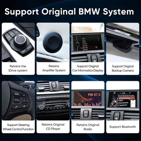 محول Carplay Android التلقائي اللاسلكي لسيارات BMW 1 2 3 4 5 6 7 X1 X3 X4 X5 X6 سلسلة Carplay التحديثية فك التشفير مع وصلة مرآة دعم نظام NBT EVO MGU، كاميرا 360، iDrive الأصلي (BMW-NBT) in Kuwait
