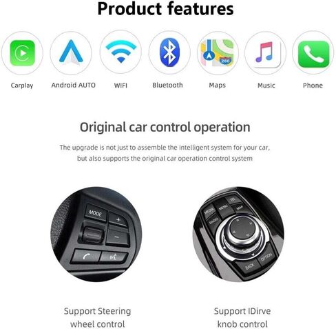 محول Carplay Android التلقائي اللاسلكي لسيارات BMW 1 2 3 4 5 6 7 X1 X3 X4 X5 X6 سلسلة Carplay التحديثية فك التشفير مع وصلة مرآة دعم نظام NBT EVO MGU، كاميرا 360، iDrive الأصلي (BMW-NBT) in Kuwait