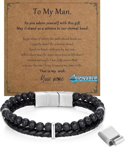 Leather Bracelet for Men Stainless Steel Mens Bracelet Jewelry Gifts for Dad Grandpa Boyfriend Husband Son Brother,To My Man PL-601-TMM-Z1 in Saudi Arabia