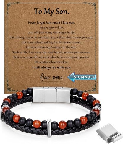 Leather Bracelet for Men Stainless Steel Mens Bracelet Jewelry Gifts for Dad Grandpa Boyfriend Husband Son Brother,To My Man PL-601-TMM-Z1 in Saudi Arabia