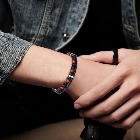 Leather Bracelet for Men Stainless Steel Mens Bracelet Jewelry Gifts for Dad Grandpa Boyfriend Husband Son Brother,To My Man PL-601-TMM-Z1 in Saudi Arabia