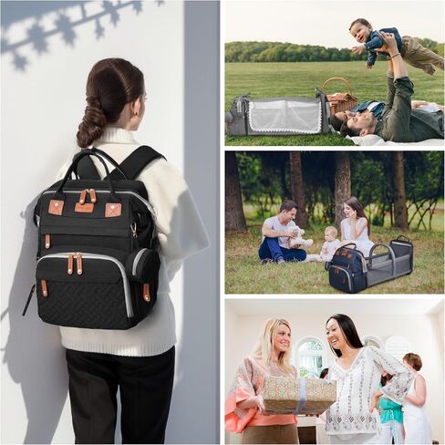 Diaper Bag Backpack with Changing Station, Waterproof for Travel, RGB | Foldable Changing Station with Portable Crib for Easy Diaper Changes, Travel, Hospital Visits and Daily Outings in Saudi Arabia