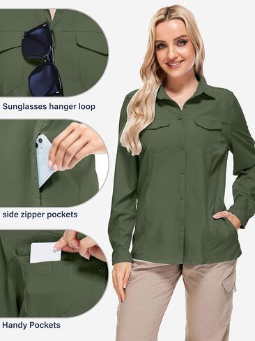 mosingle Women's UPF 50 UV Long Sleeve Sun Protection Shirts Quick Dry for Hiking Camping Fishing Travel Shirt in Saudi Arabia